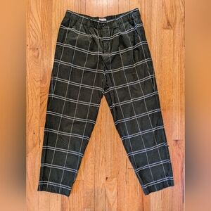 Madewell Black Windowpane Straight-Leg Pants